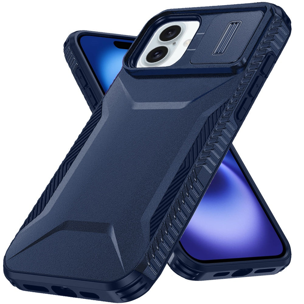 For Apple iPhone 17 (6.3") Slim Fit Shockproof Hybrid with Slide Camera Window Covering, Rugged Tpu Silicone Hard PC Bumper Case Cover