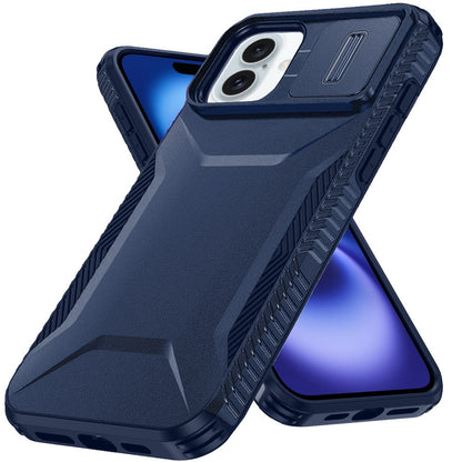For Apple iPhone 17 (6.3") Slim Fit Shockproof Hybrid with Slide Camera Window Covering, Rugged Tpu Silicone Hard PC Bumper Case Cover