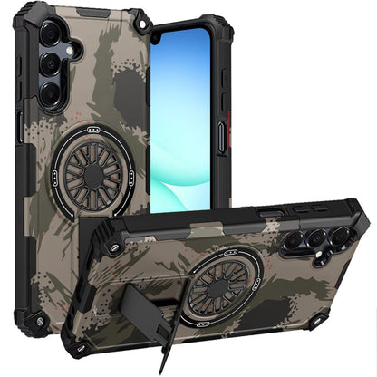 Phone Case for Samsung Galaxy A17 5G Magnetic Car Mount Friendly Hybrid Rugged Grip Shockproof Anti Slip Textured Armor Durable Protective Cover Natural Camo