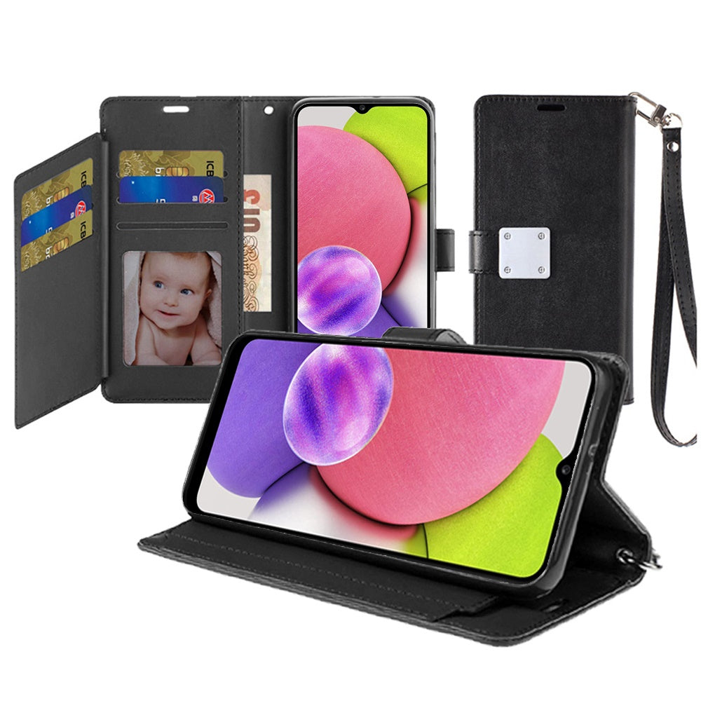 For Apple iPhone 11 Wallet Case with ID/ Card Holder, Wristlet Strap, Magnetic TPU Protective Shockproof Folio Flip Case Cover
