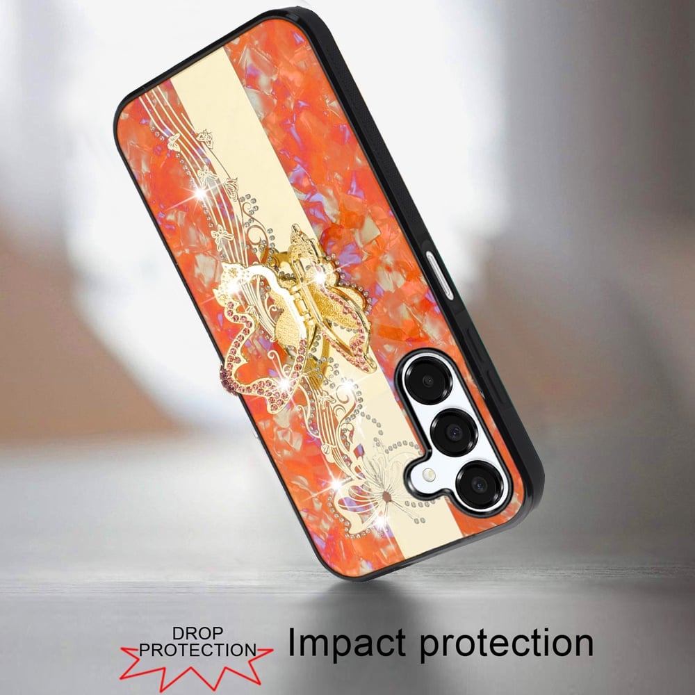 For Samsung Galaxy A16 5G Diamonds 3D Fashion Bling Sparkly Glitter Ornaments Engraving Hybrid with Ring Stand Case Cover