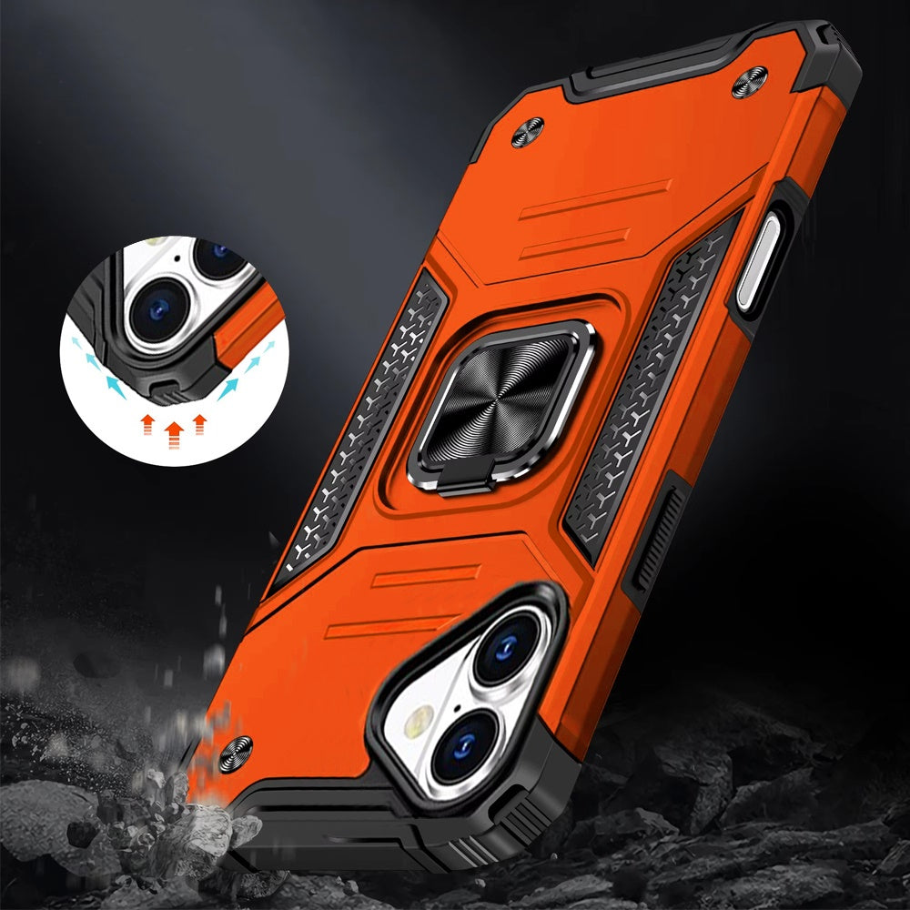 For Apple iPhone 17 Pro Armor Hybrid Magnetic Stand with Ring Holder Kickstand Shockproof Heavy-Duty Durable Rugged TPU Dual Layer Case Cover Cosmic Orange