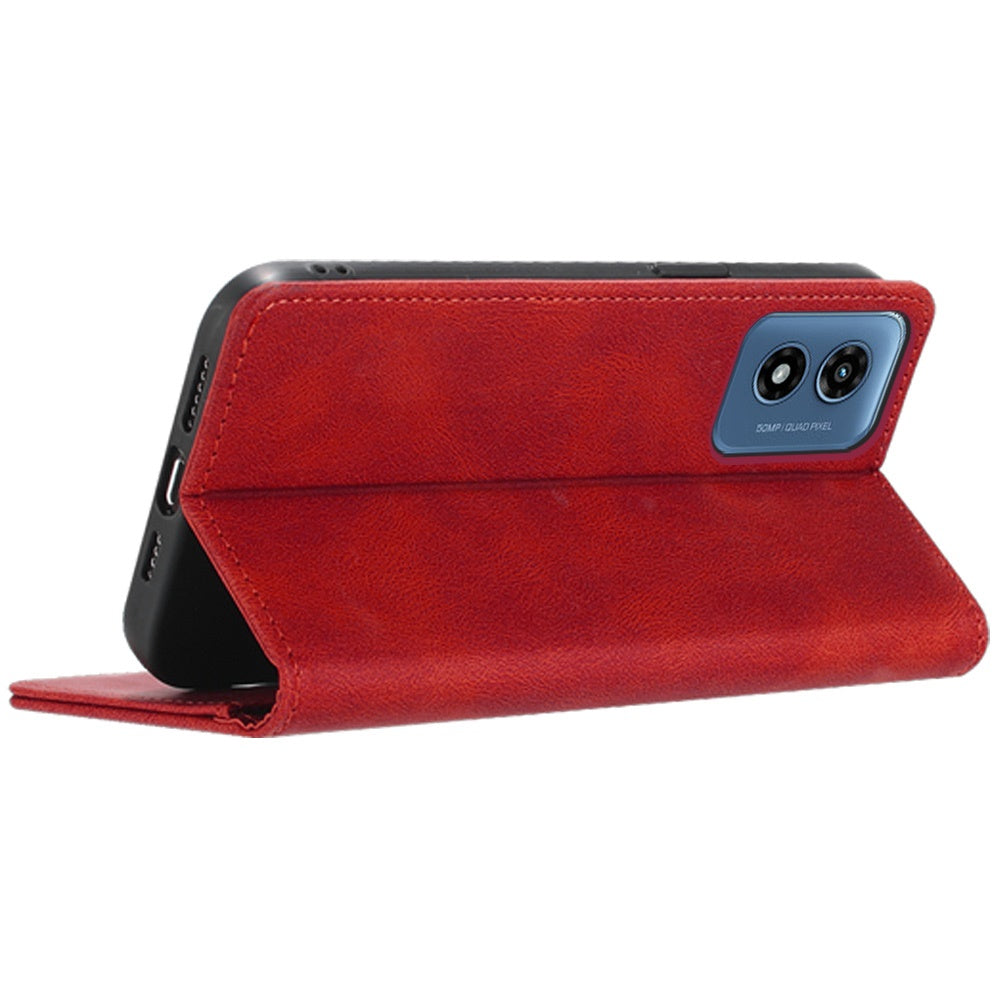 For Apple iPhone 16 Pro Max (6.9") Premium Wallet PU Vegan Leather ID Credit Card Slot Money Holder with Magnetic Closure Pouch Flip Case Cover Red