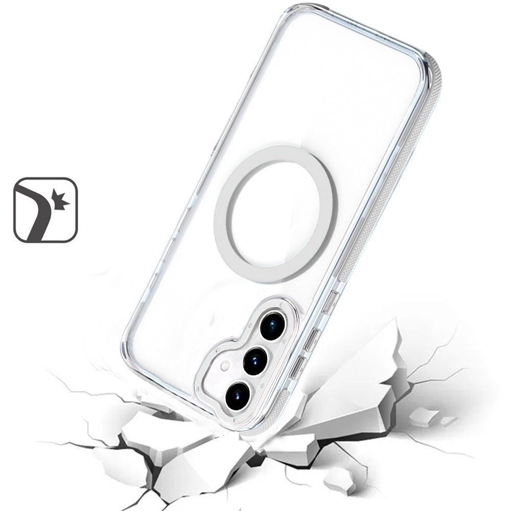 For Samsung Galaxy S25+ /S25 Plus /S24+ Plus Transparent Back with Colorful Frame, Strong Magnetic Circle, MagSafe Compatible, Slim Shockproof Protection Case Cover