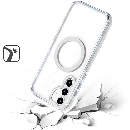 For Samsung Galaxy S25+ /S25 Plus /S24+ Plus Transparent Back with Colorful Frame, Strong Magnetic Circle, MagSafe Compatible, Slim Shockproof Protection Case Cover