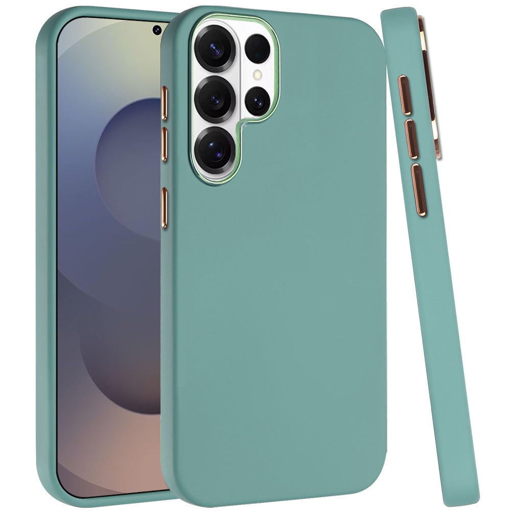 For Samsung Galaxy S26 Ultra Slim Classic Hybrid Around Rubber Gummy Gel Slick Hard PC Silicone TPU Chromed Button Case Cover