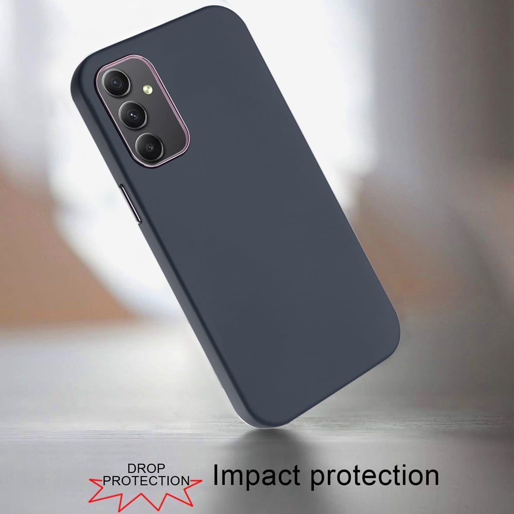 For Samsung Galaxy A15 5G Slim Classic Hybrid Around Rubber Gummy Gel Slick Hard PC Silicone TPU Chromed Button Case Cover Dark Blue