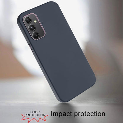 For Samsung Galaxy A15 5G Slim Classic Hybrid Around Rubber Gummy Gel Slick Hard PC Silicone TPU Chromed Button Case Cover Black