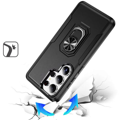 For Samsung Galaxy S26 Ultra Hybrid Rugged Tough 2in1 Drop-Proof Protection Military Grade Armor with Metal Ring Stand Case Cover