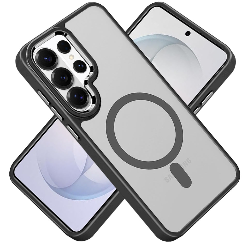 For Samsung Galaxy S26 Ultra MagSafe Compatible Transparent Greatest Clear Acrylic with Color Frame Thick Hybrid TPU Hard Case Cover Black