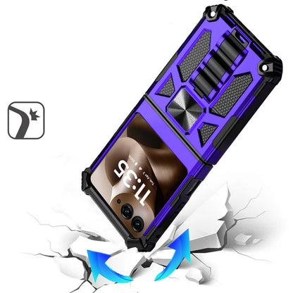 For Motorola Razr+ PLUS 2025 /2024 Hybrid Shockproof [Military Grade] Rugged Protective with Magnetic Car Mount & Invisible Stand Case Cover Purple