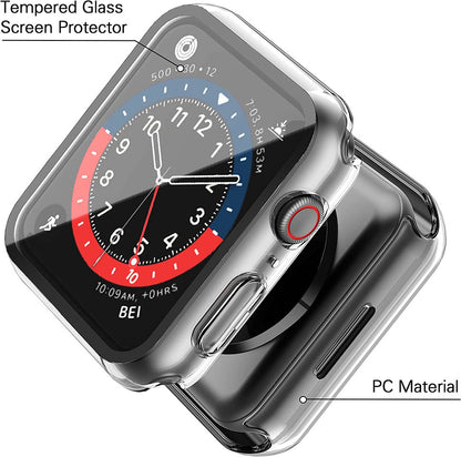 For Apple Watch Size 42mm Slim Hard PC Bumper, Clear Touch Full Coverage with Built in Tempered Glass Screen Protector Case Cover Clear