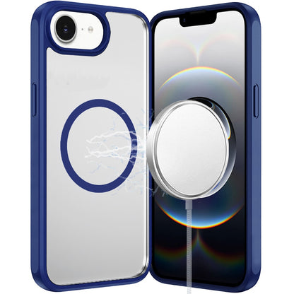 For Apple iPhone 16e Magnetic Circle HQ Transparent Clear TPU Thick 2.0mm Frame Hybrid Shockproof Protector Case Cover