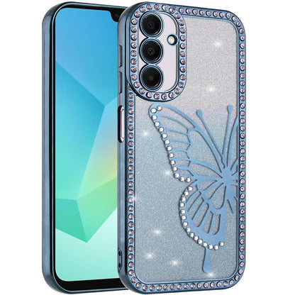 For Samsung Galaxy S24 Ultra Butterfly Glitter Diamond Shimmer Hybrid Slim & Stylish Electroplated Sparkly Bling Shockproof TPU Protective Case Cover