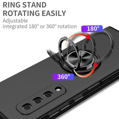 For Samsung Galaxy Z Fold 7 Matte Silicone TPU Rubber Magnetic with 360° Ring Stand Grip Shockproof Slim Hybrid Case Cover