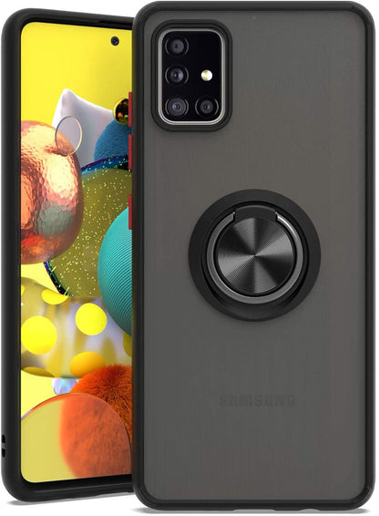 For Samsung Galaxy A16 5G Finger Ring Stand Holder Kickstand Hybrid Frosted Matte TPU Hard Frame Shock-Absorption Case Cover