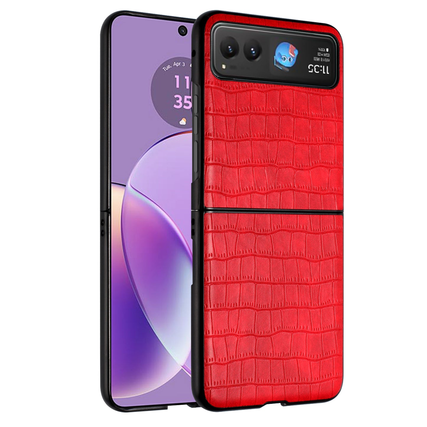 For Samsung Galaxy Z Flip 7 FE PU Vegan Leather Case, Premium Snap-On Hard Shell Cover, Slim Fit Protective Matte Finish Case Cover