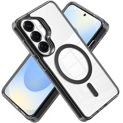 For Samsung Galaxy S25 /S24 MagSafe Compatible Integrated Technology Clean Transparent Hybrid Armor TPU Frame Case Cover Black