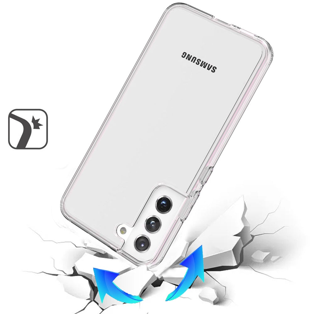 For Samsung Galaxy S21 5G Transparent Shock Absorption PC + TPU Rubber Gel Thick 3mm Hybrid Silicone Slim Fit Back Case Cover Clear