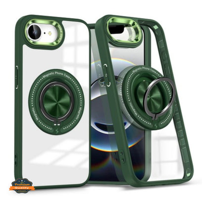 For Apple iPhone 17 AIR Clear Transparent Back Hybrid with Rotating Ring Stand, MagSafe Compatible Shockproof Slim TPU PC Case Cover