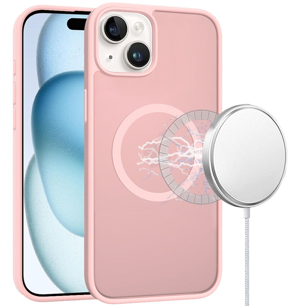 For Samsung Galaxy A17 5G MagSafe Compatible Case Hybrid Soft TPU Bumper Hard Translucent Matte Back Slim Shockproof Case Cover Light Pink