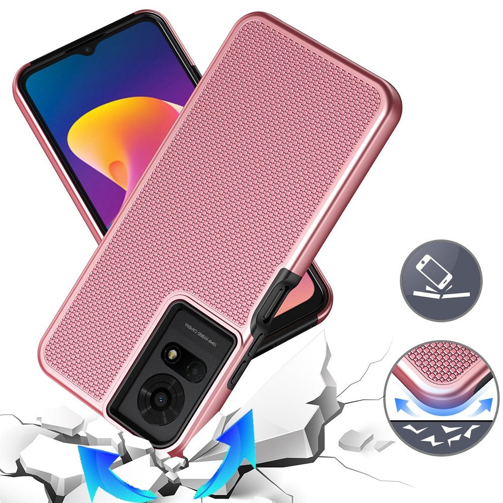 For TCL 50 LE Dual Layer Heavy-Duty Hybrid Rugged Case Rugged Texturized TPU & PC Shockproof Silicone Military Grade Case Cover Rose Gold