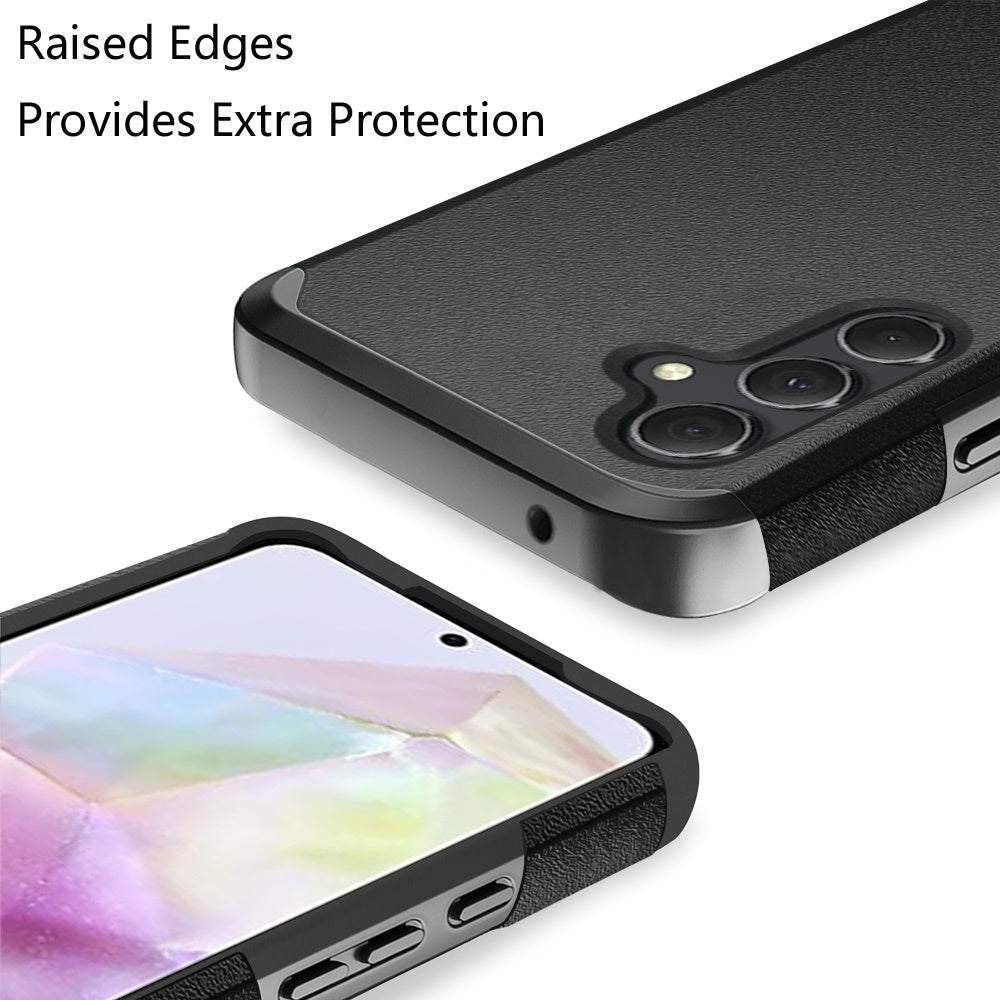 Phone Case for Samsung Galaxy A36 Slim Tough Shockproof Heavy Duty Hybrid Armor Anti Slip Durable Grip Dual Layer TPU Protective Hard Shell Cover Black