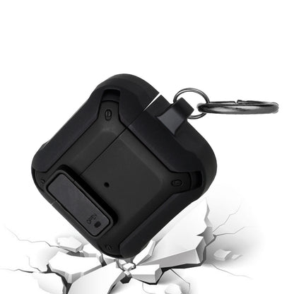 For Apple Airpods 4 ShockProof Hybrid With Metal Hook Carabiner & Switch Closure Full-Body TPU Rugged Protective Case Cover