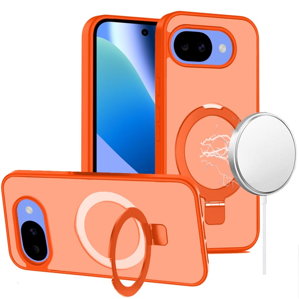 Phone Case for Google Pixel 10A Magnetic Ring Stand Full Rotation Matte Shockproof Grip Anti Slip Durable Camera Protection Hybrid Cover