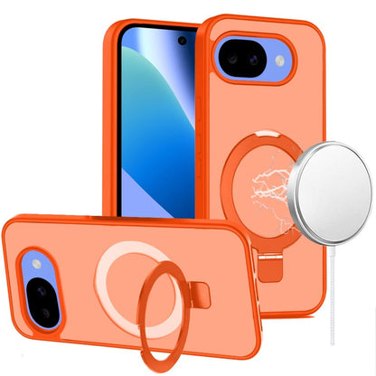 Phone Case for Google Pixel 10A Magnetic Ring Stand Full Rotation Matte Shockproof Grip Anti Slip Durable Camera Protection Hybrid Cover