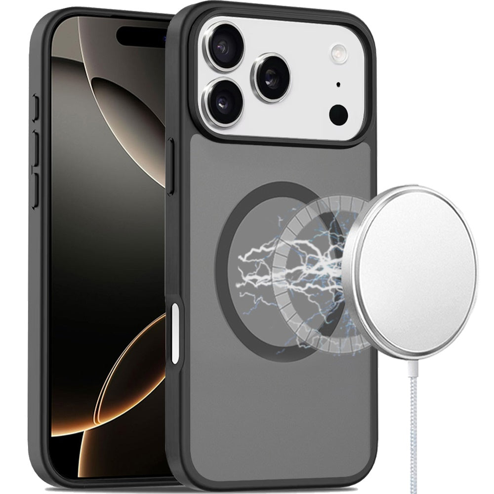 Phone Case for Apple iPhone 17 Pro Magnetic Matte Hybrid Shockproof Smooth Grip Durable Camera Protection Anti-Slip Soft Touch TPU Armor Cover
