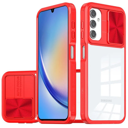 For Samsung Galaxy A15 5G Hybrid Cases with Sliding Camera Cover Transparent Shockproof Bumper TPU Protective Case Cover
