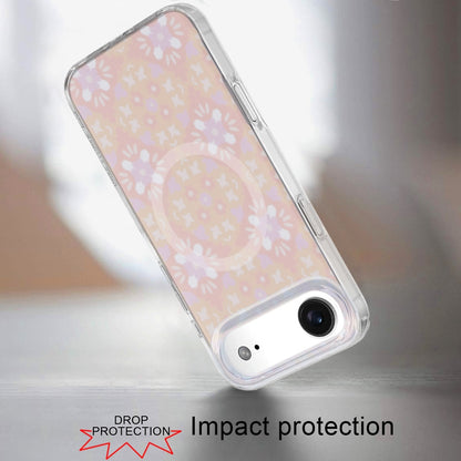 For Apple iPhone 17 Pro Max Stylish Pattern Fashion IMD Printed Design TPU Double Layer Slim Shockproof with Magnetic Back Case Cover Flowers Pink Gradient