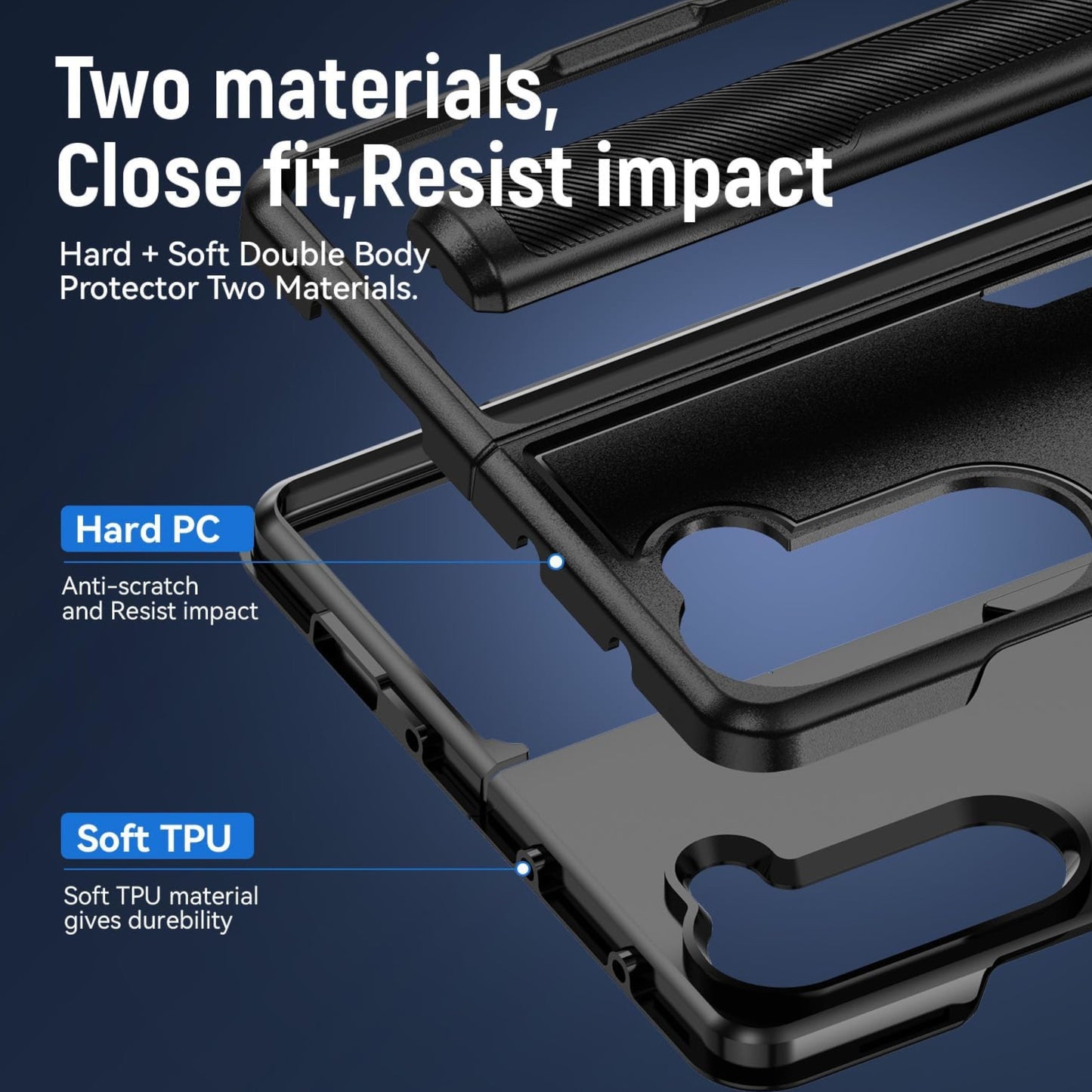 For Samsung Galaxy Z Fold 7 Shockproof Hybrid Dual Layer PC + TPU with Metal Ring Kickstand Heavy Duty Armor Shell Case Cover