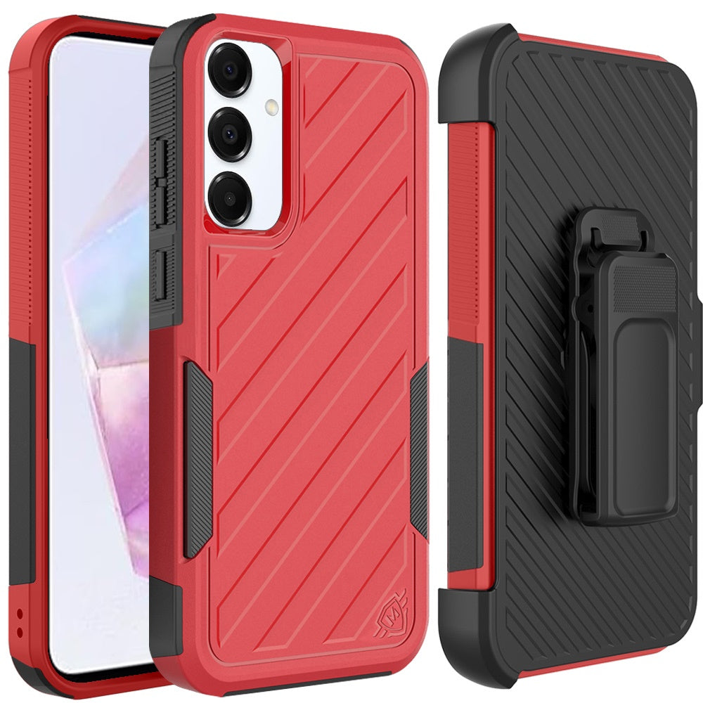 For Samsung Galaxy A36 Premium Tough Hybrid Case with Belt Clip Holster, Shockproof Rugged Design, Textured 2in1 Non-Slip Case Cover
