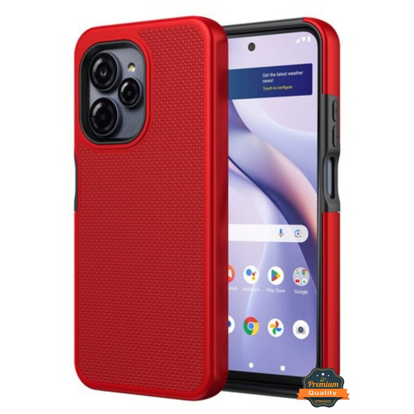 For BLU View Speed Ultra 5G Dual Layer Slim & Tough Hybrid Shockproof Heavy Duty Rubber TPU Matte with Textured Rugged Shell Protection Case Cover