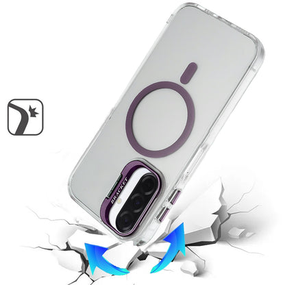For Samsung Galaxy A17 5G Magnetic Back MagSafe Compatible Transparent Hybrid Drop Protection with Metallic Camera Stand Case Cover