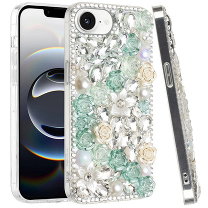 For Samsung Galaxy S25 EDGE Fashion Rose Flower Floral Bling Crystal 3D Full Diamonds Pearl Sparkle Rhinestone Glitter Hybrid Case Cover
