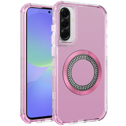 For Samsung Galaxy A37 Magnetic Circle Compatible with Magsafe, Hybrid Chrome 3in1 Transparent Shockproof TPU Bumper Case Cover