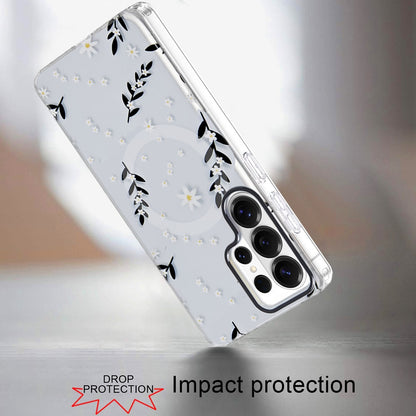 Phone Case for Samsung Galaxy S26 Ultra Shockproof Dual Layer TPU IMD Print Rugged Anti-Slip Grip Drop Protection Scratch Resistant Slim Fit Glossy Floral Heart Aesthetic Cover