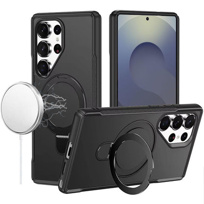 Phone Case for Samsung Galaxy S25 Ultra Magnetic Ring Stand Matte Finish Shockproof Grip Slim Armor Heavy Duty TPU Protective Hybrid Cover