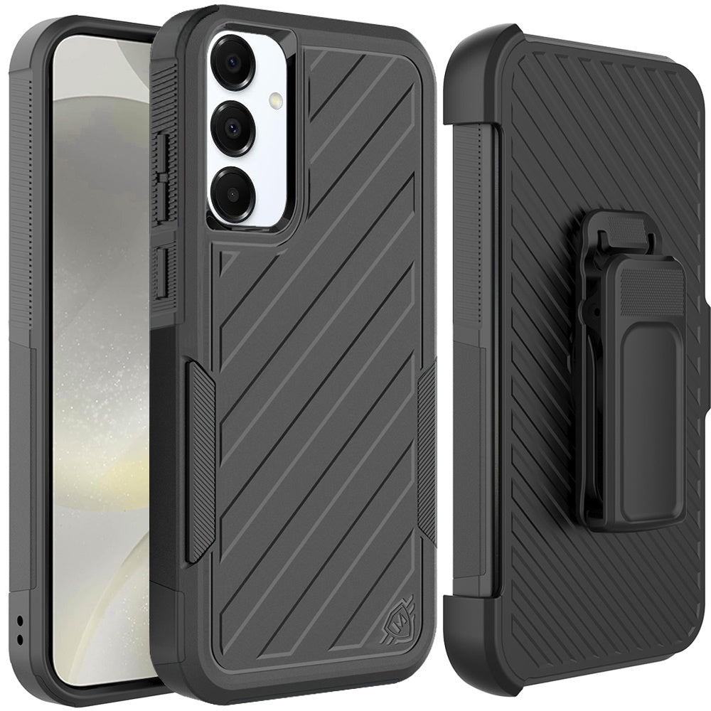 Premium Tough Hybrid Case with Belt Clip Holster, Shockproof Rugged Design, Textured 2in1 Non-Slip