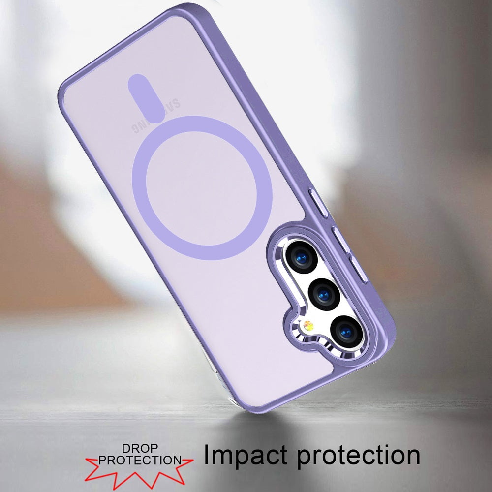 For Samsung Galaxy S25+ /S25 Plus /S24+ Plus MagSafe Compatible Transparent Greatest Clear Acrylic with Color Frame Thick Hybrid TPU Hard Case Cover