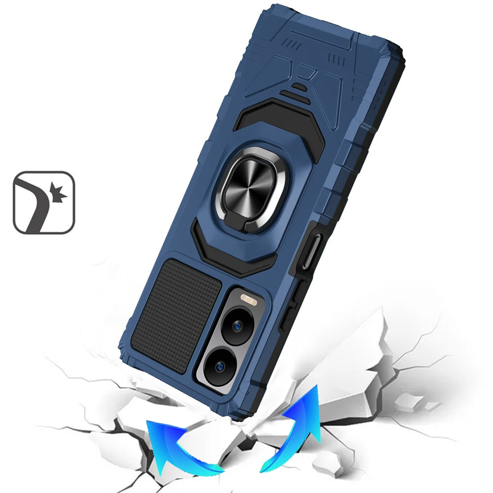 For Cricket Debut S3 Hybrid Dual Layer with 360° Rotate Magnetic Ring Stand Holder Kickstand TPU Rugged PC Shockproof Case Cover