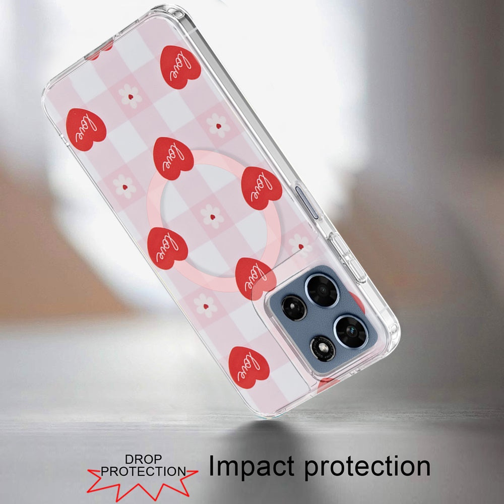 Phone Case for Motorola Moto G Play 5G 2026 Shockproof Dual Layer TPU IMD Print Rugged Anti-Slip Grip Drop Protection Scratch Resistant Slim Fit Glossy Floral Heart Aesthetic Cover