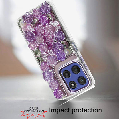For Motorola Moto G Stylus 5G 2026 /2025 Muti-Color Floral Fashion Bling Crystal 3D Full Diamonds Stones Sparkle Rhinestone Glitter Hybrid Case Cover