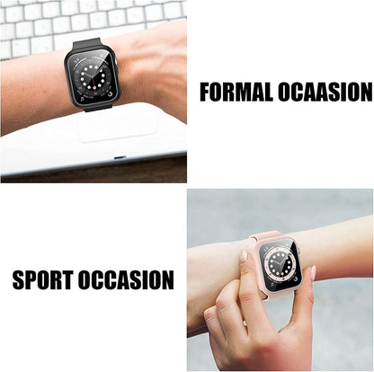 For Apple Watch Size 42mm Slim Hard PC Bumper, Clear Touch Full Coverage with Built in Tempered Glass Screen Protector Case Cover Black