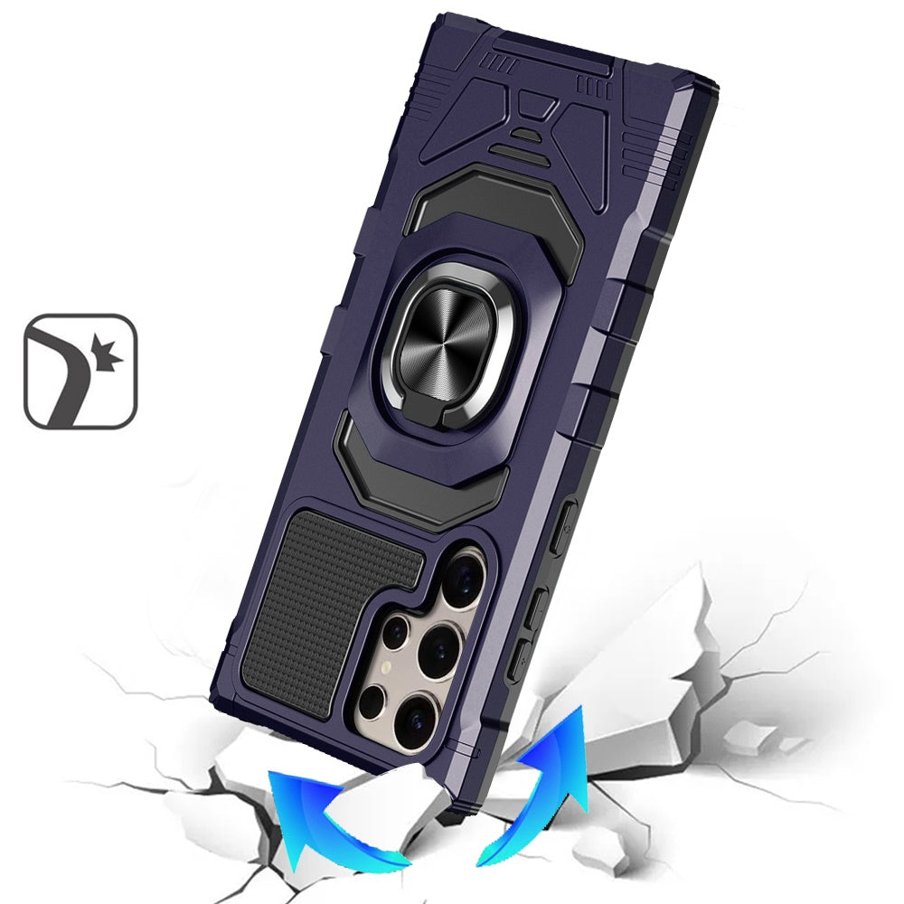 For Samsung Galaxy S25 Ultra Hybrid Dual Layer with 360° Rotate Magnetic Ring Stand Holder Kickstand TPU Rugged PC Shockproof Case Cover