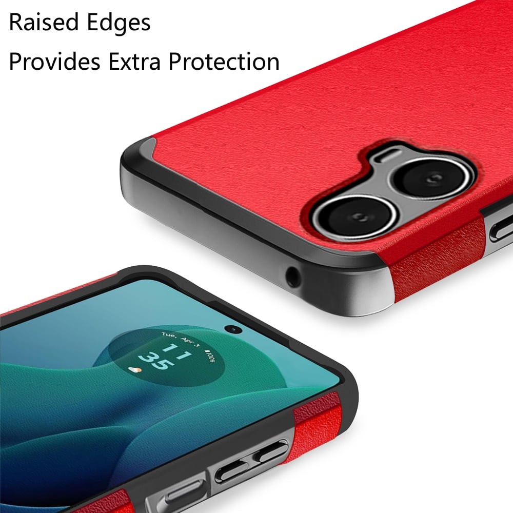 For Motorola Moto G 5G 2024 Premium Slim Tough 2in1 Hybrid Case Dual-Layer PC TPU Rubber Armor with Shockproof Protection Case Cover Red