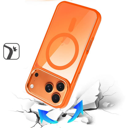 For Apple iPhone 17 Pro (6.3") MagSafe Compatible Transparent Greatest Clear Acrylic with Color Frame Thick Hybrid TPU Hard Case Cover Cosmic Orange